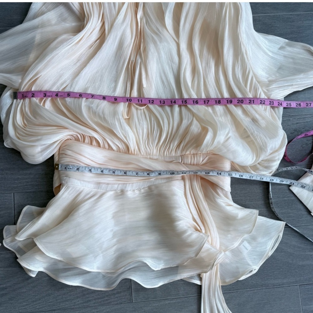 Miss Rosier EUGÉNIE NEUTRAL FULLY PLEATED RUFFLED MINI DRESS XS NWT - Picture 14 of 16